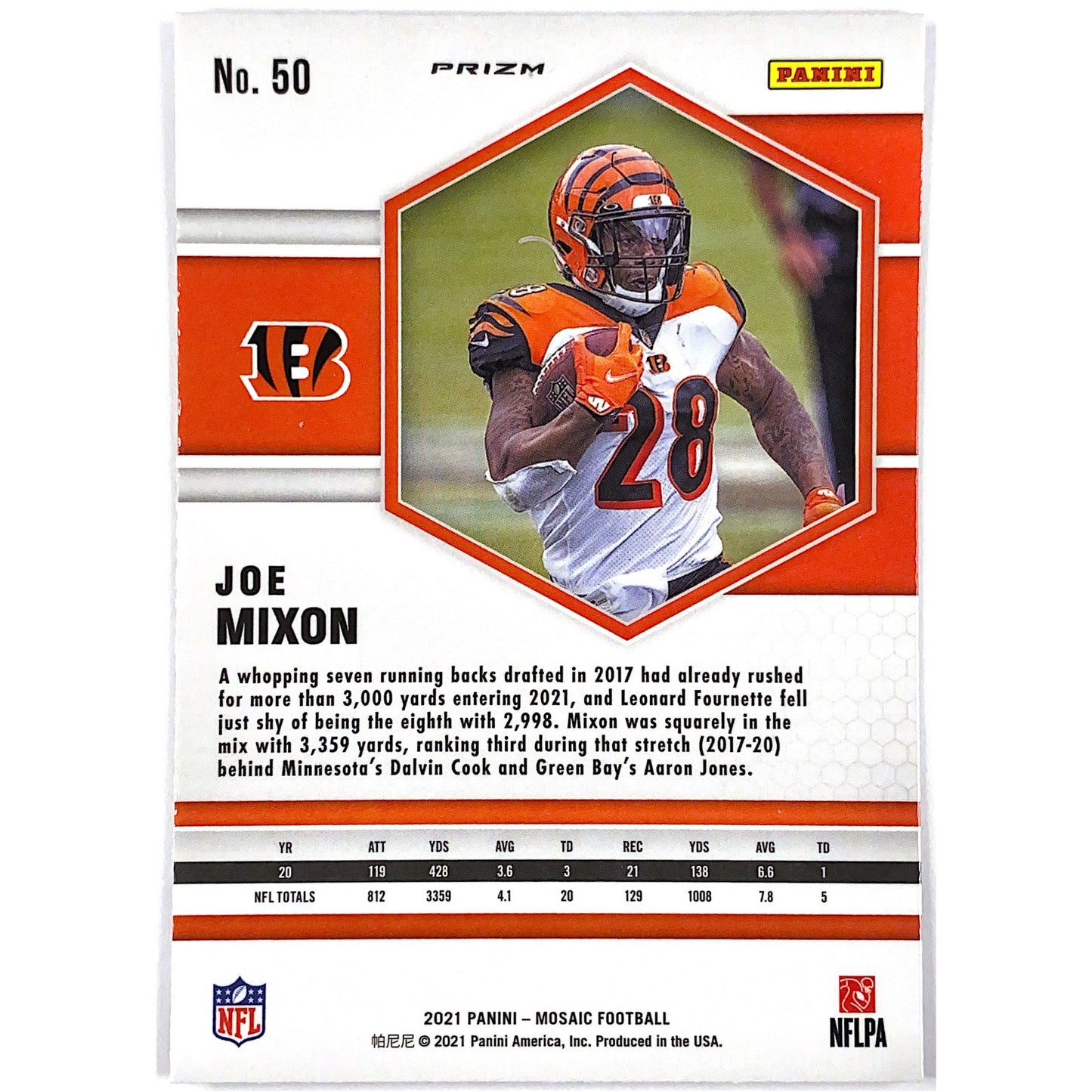 2021 Mosaic Joe Mixon Green Mosaic Prizm | Local Legends Cards & Collectibles