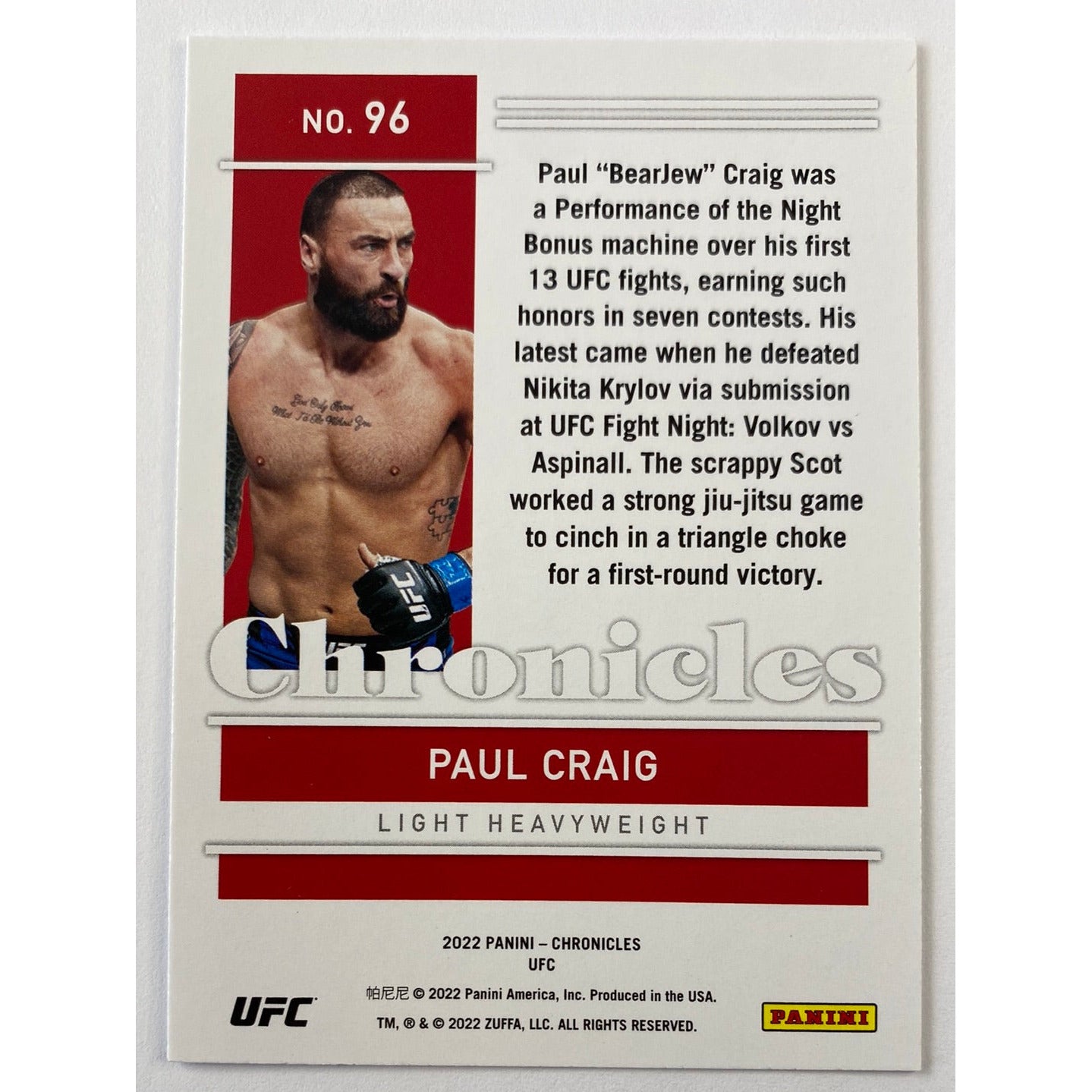 2022 Chronicles Paul Craig RC | Local Legends Cards & Collectibles