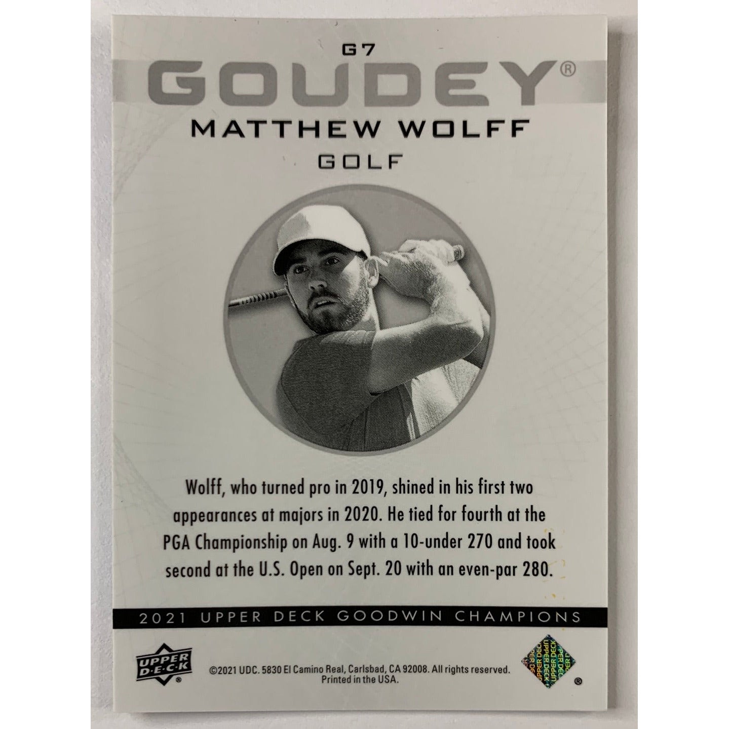 2021 Goodwin Matthew Wolff Goudey Golf /249 | Local Legends Cards & Collectibles
