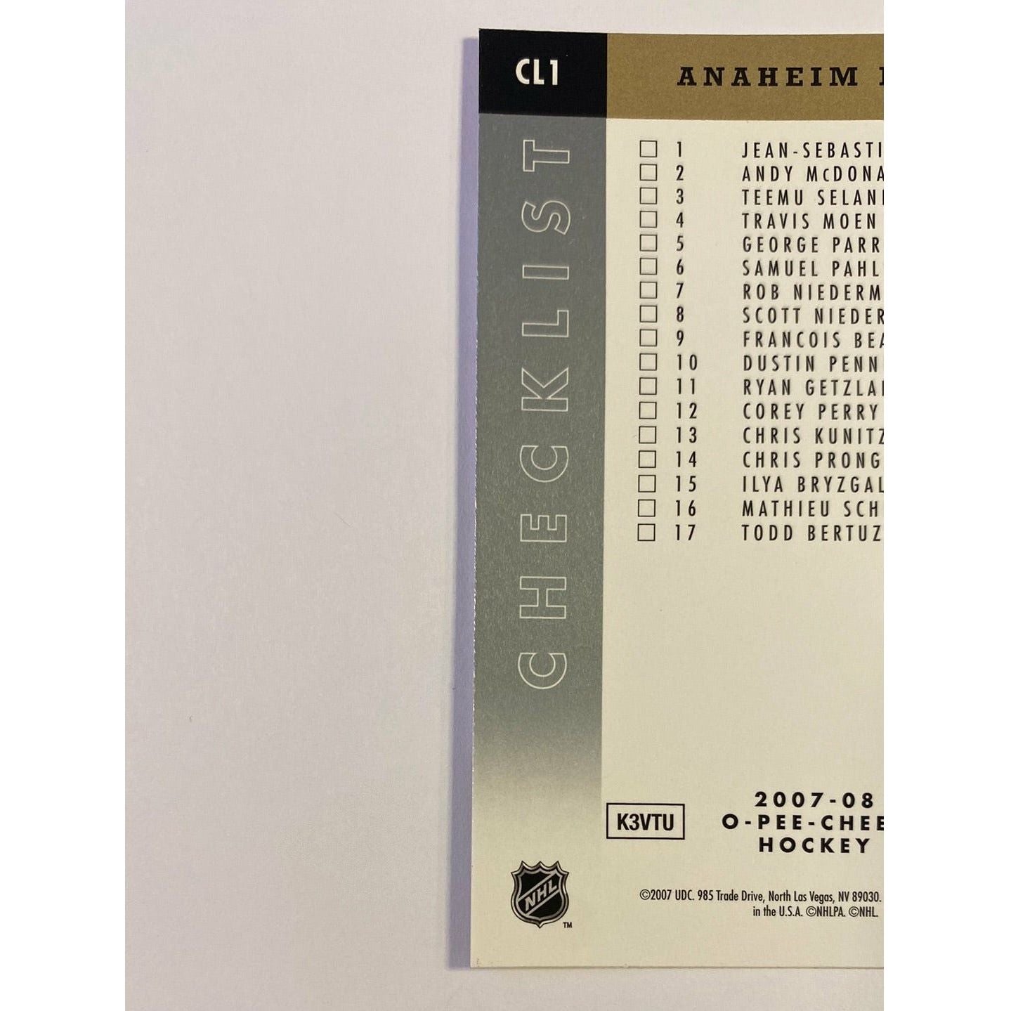 2007-08 O-Pee-Chee Anaheim Ducks Checklist | Local Legends Cards & Collectibles