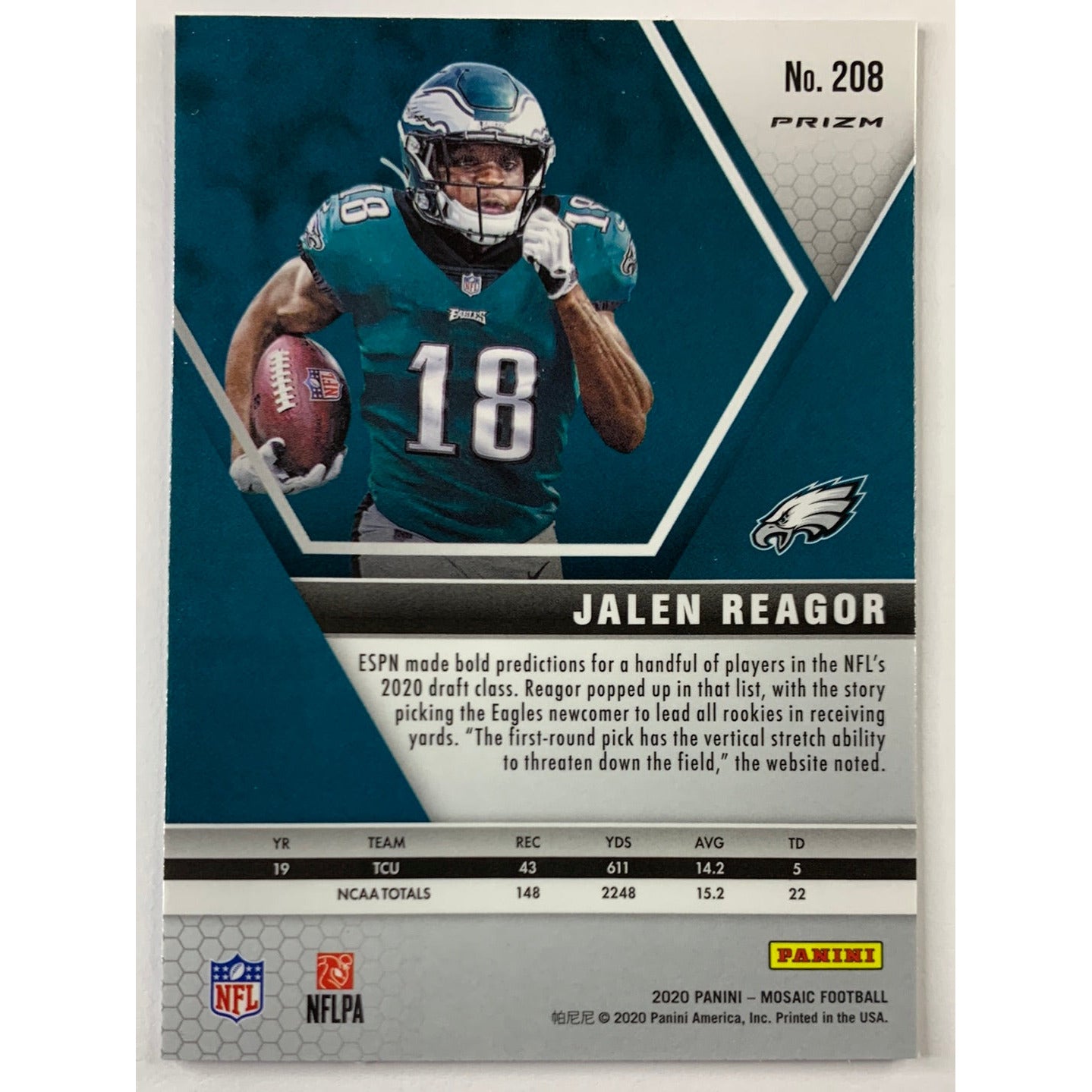 2020 Mosaic Jalen Reagor Silver Mosaic Prizm RC | Local Legends Cards & Collectibles