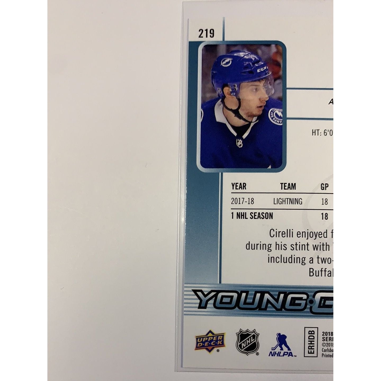 2018-19 Upper Deck Series 1 Anthony Cirelli Young Guns | Local Legends Cards & Collectibles