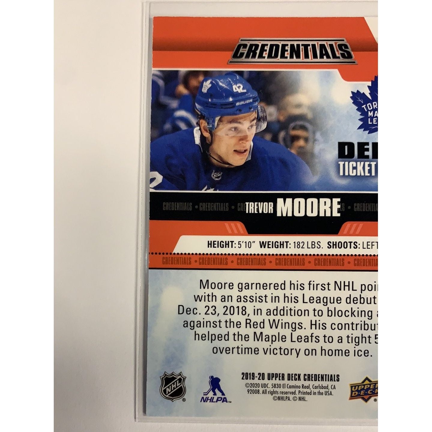 2019-20 Credentials Trevor Moore Debut Ticket Access /99 | Local Legends Cards & Collectibles