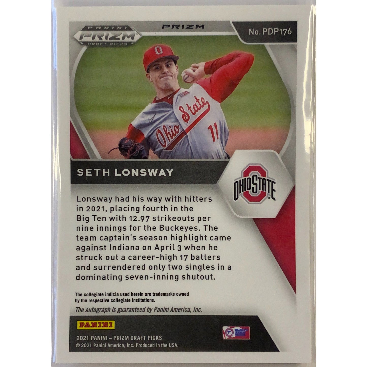 2021 Prizm Draft Picks Seth Lonsway Silver Holo Prizm Auto | Local Legends Cards & Collectibles