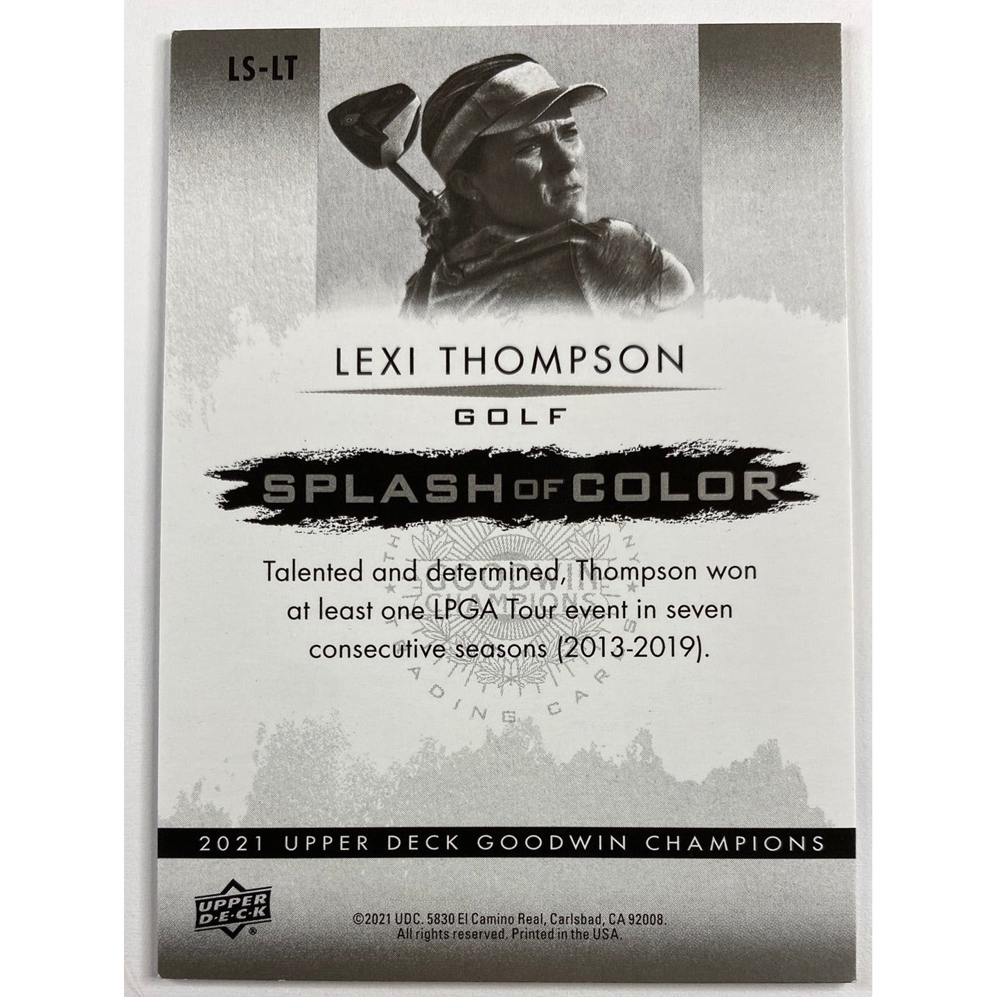 2021 Upper Deck Goodwin Champions Lexi Thompson Splash of Color 3D Lenticular | Local Legends Cards & Collectibles