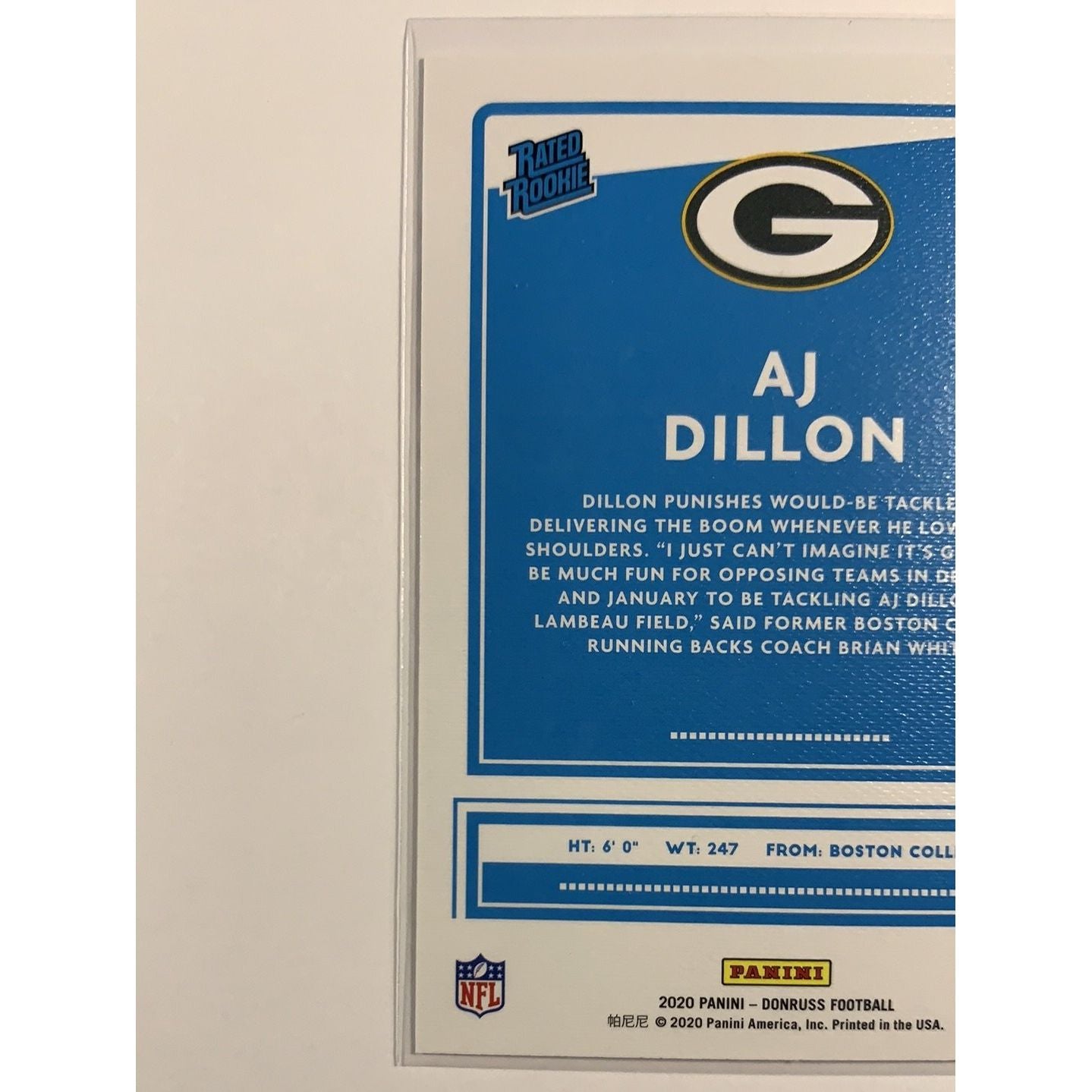 2020 Donruss Optic Aj Dillon Canvas Rated Rookie | Local Legends Cards & Collectibles
