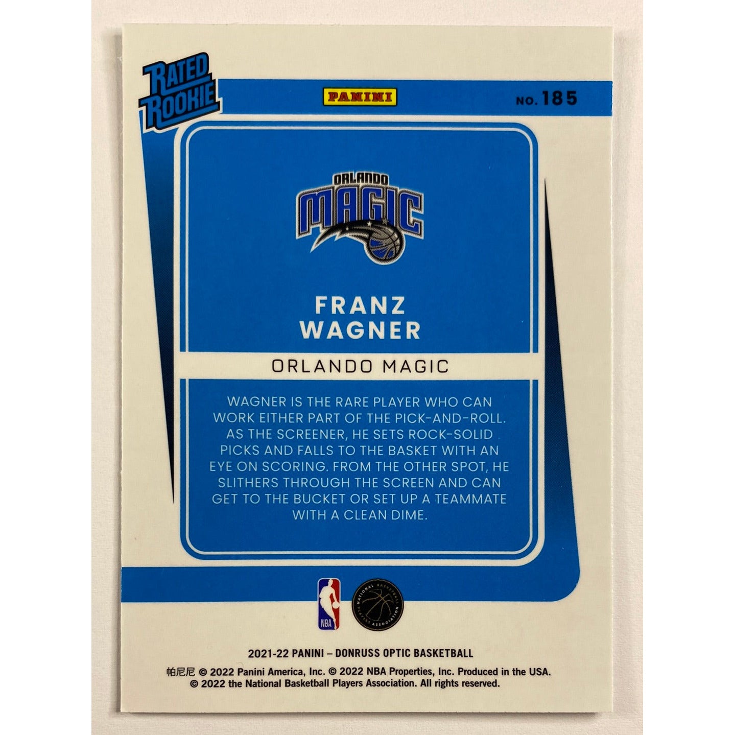2021-22 Donruss Optic Franz Wagner Rated Rookie | Local Legends Cards & Collectibles