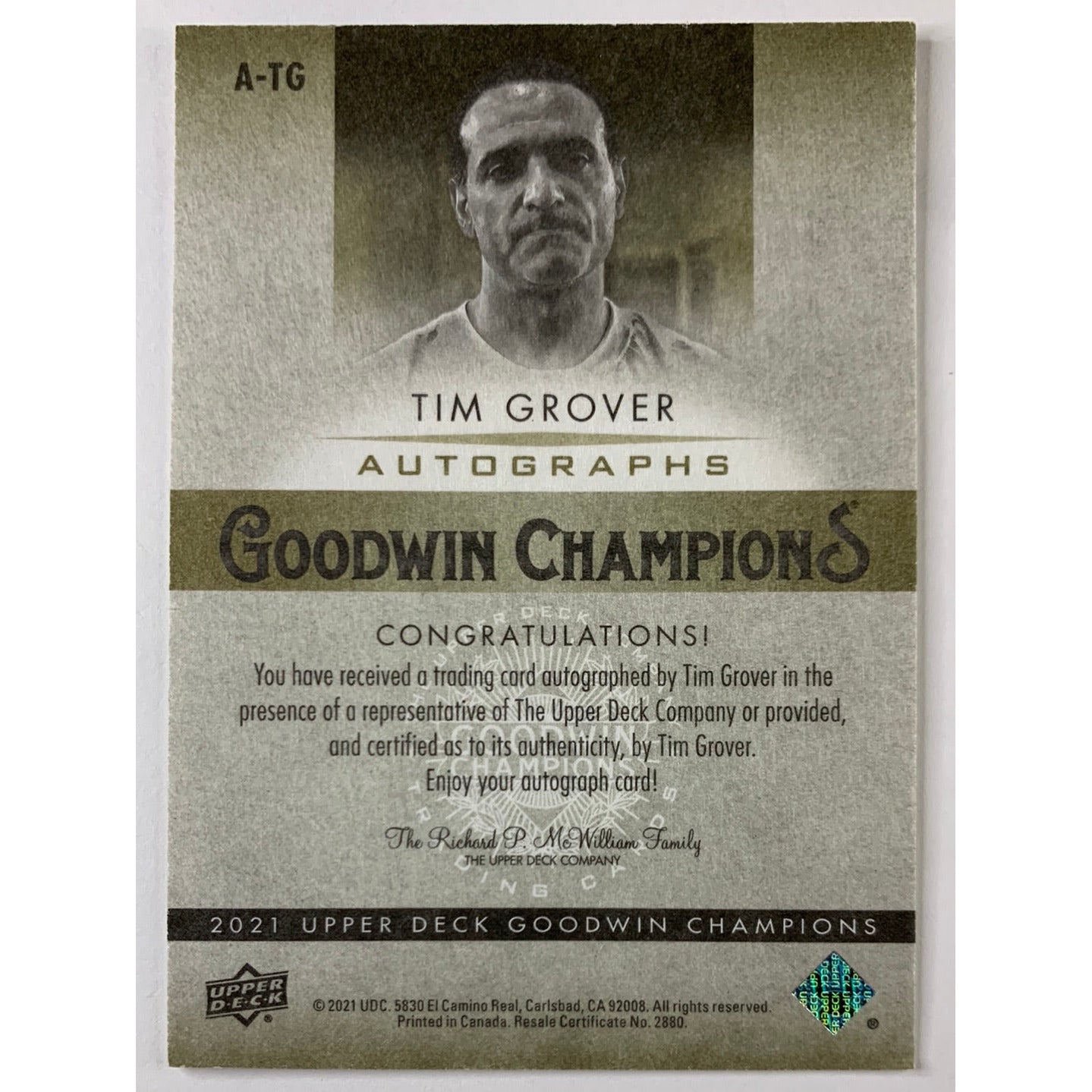 2021 Goodwin Tim Grover Autographs | Local Legends Cards & Collectibles
