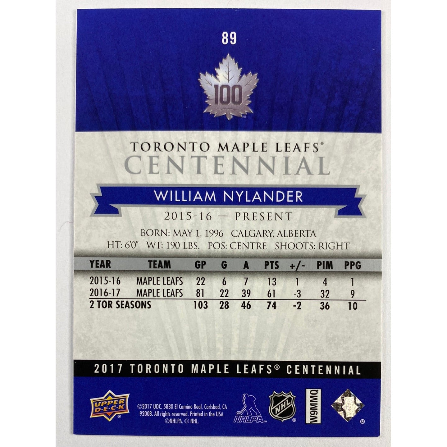 2017 Leafs Centennial William Nylander | Local Legends Cards & Collectibles