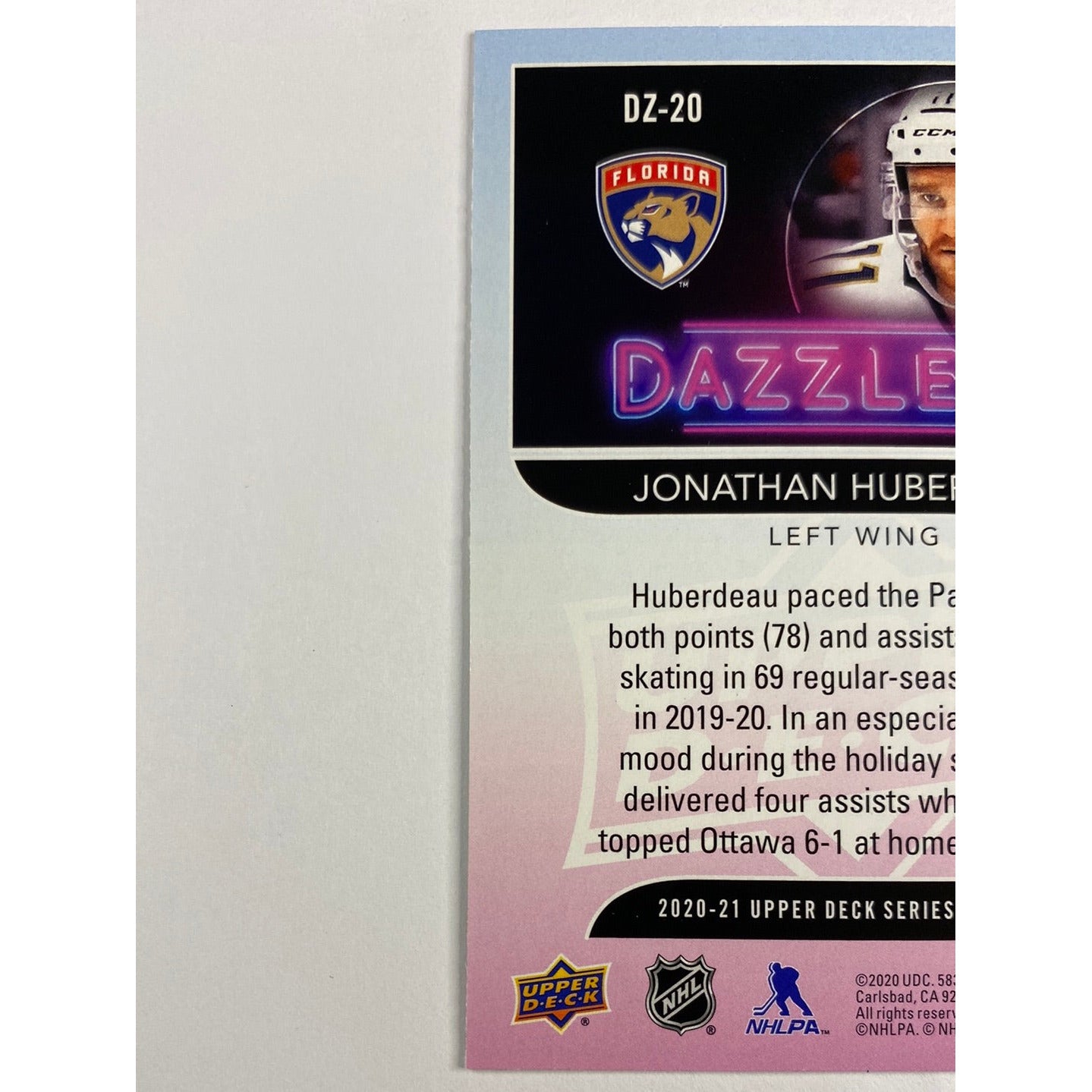 2020-21 Upper Deck Jonathan Huberdeau Green Dazzlers | Local Legends Cards & Collectibles