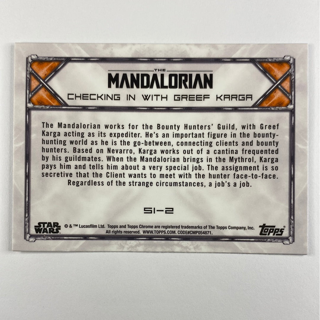 Topps Chrome The Mandalorian Checking In with Greef Karga Refractor | Local Legends Cards & Collectibles