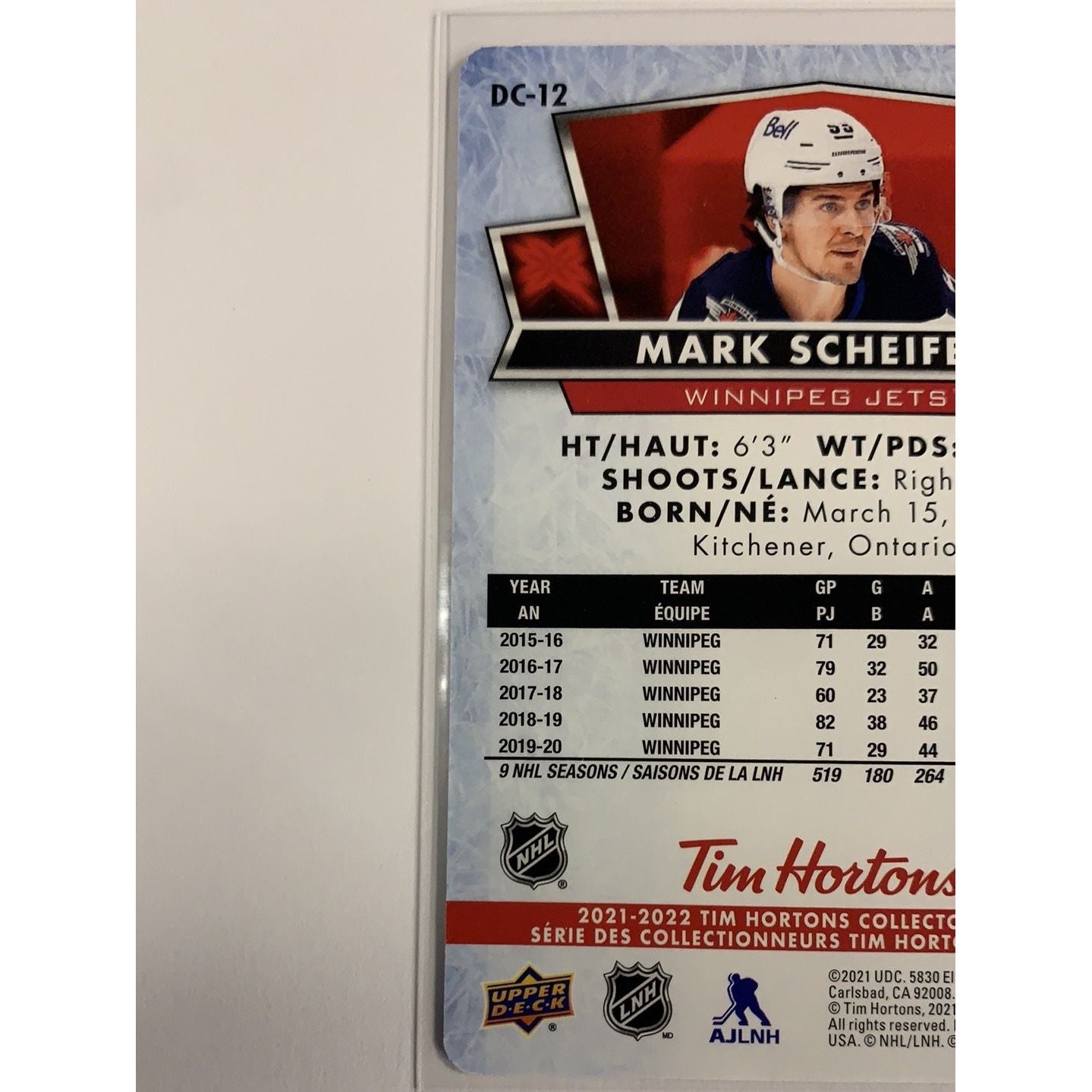 2021-22 Tim Hortons Red Die Cut Mark Scheifele | Local Legends Cards & Collectibles