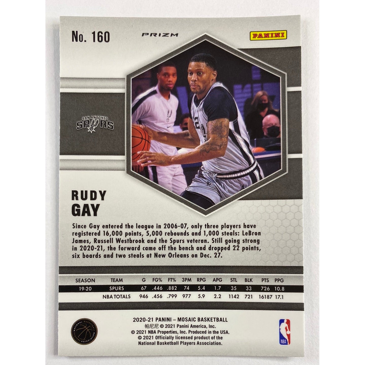 2020-21 Mosaic Rudy Gay Green Mosaic Prizm | Local Legends Cards & Collectibles