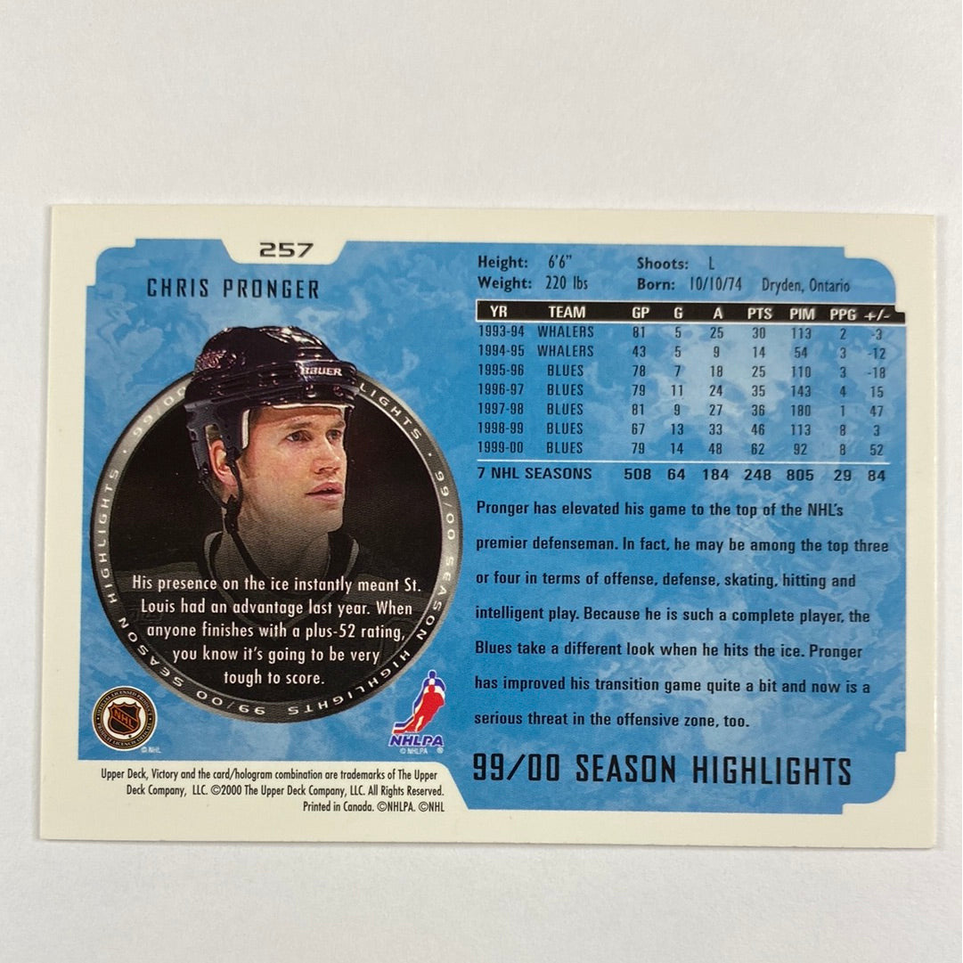2000-01 Victory Chris Pronger Season Highlights | Local Legends Cards & Collectibles
