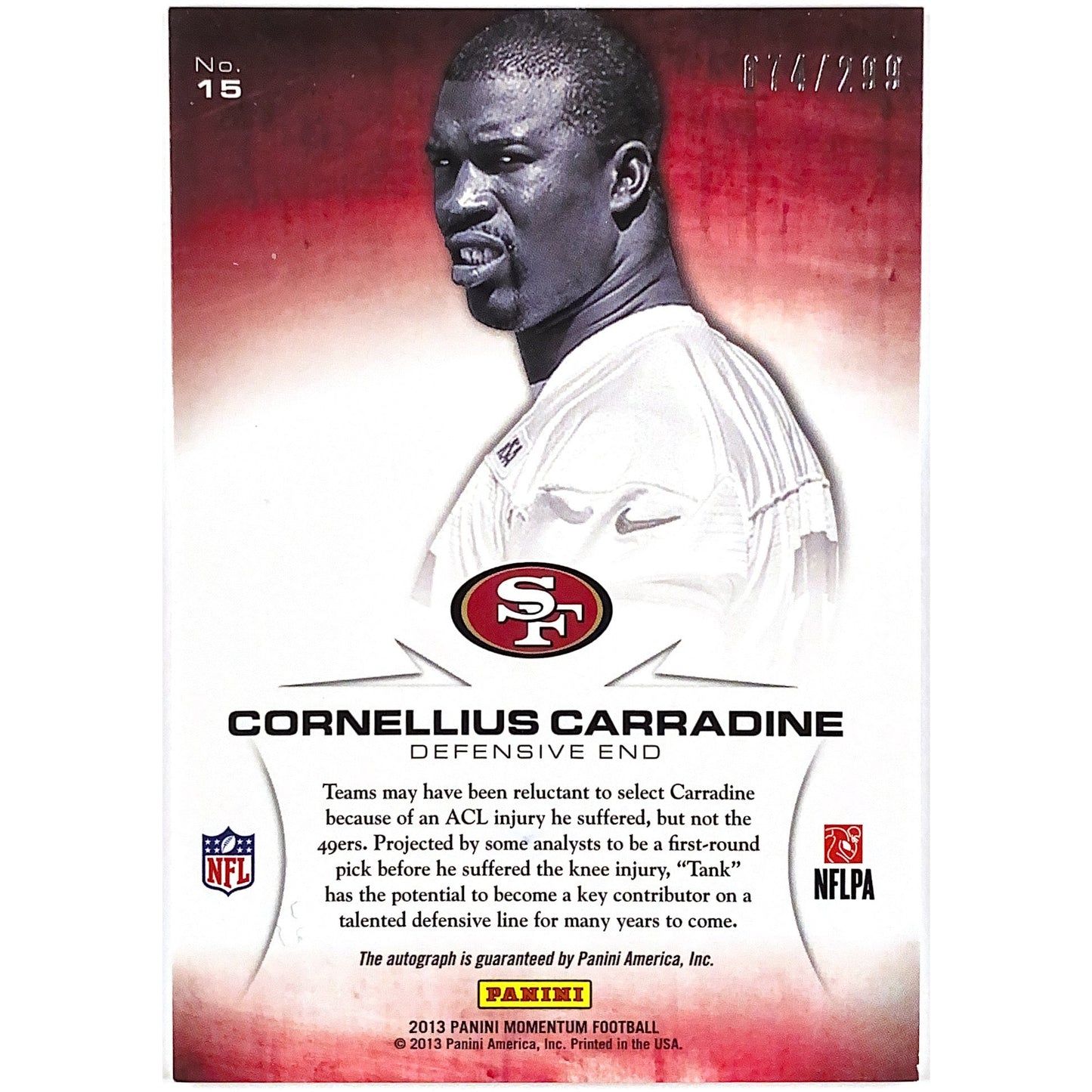 2013 Momentum Cornellius Carradine Rookie Auto | Local Legends Cards & Collectibles