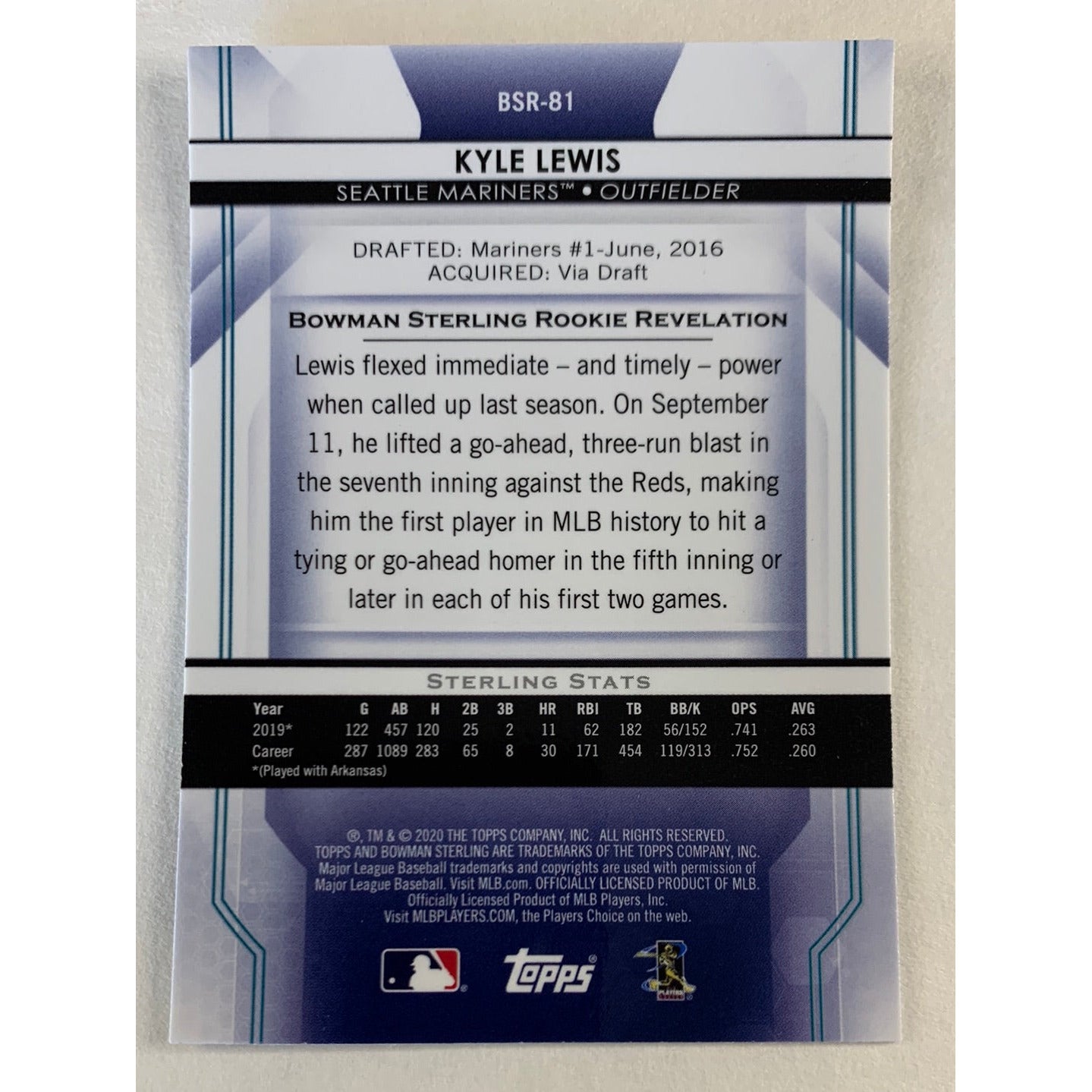 2020 Topps Bowman Sterling Kyle Lewis RC | Local Legends Cards & Collectibles