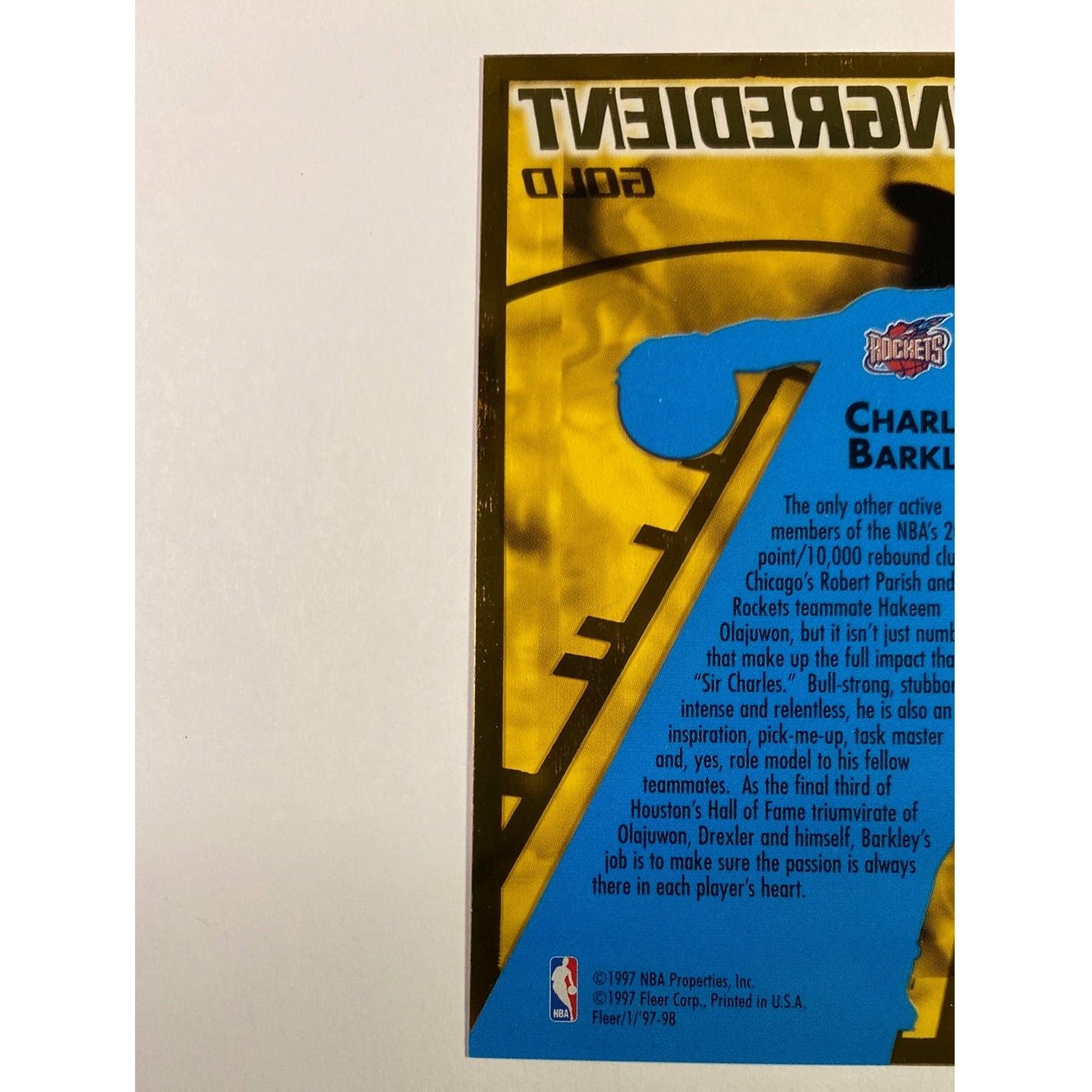 1997-98 Fleer Gold Charles Barkley Key Ingredient Clear Cut | Local Legends Cards & Collectibles