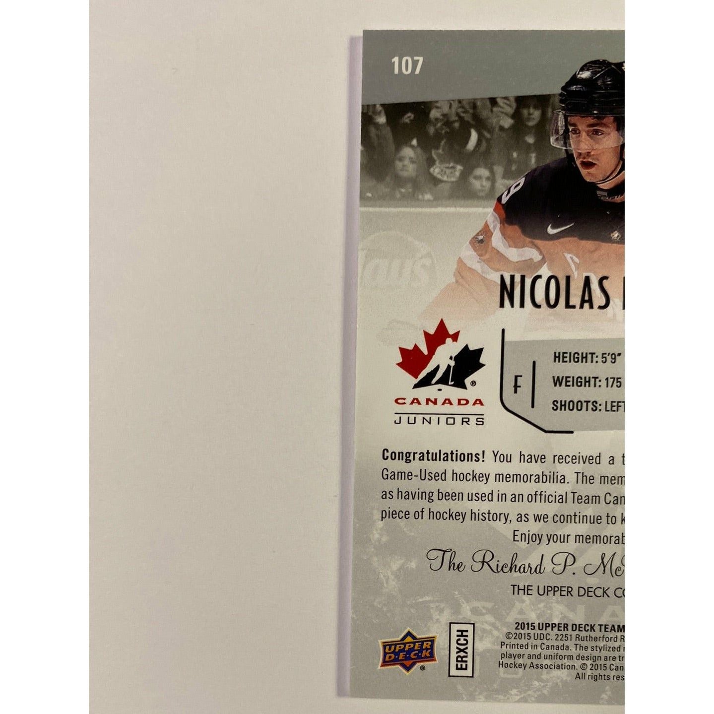 2014-15 Team Canada Juniors Nicholas Petan Canada Juniors Patch | Local Legends Cards & Collectibles