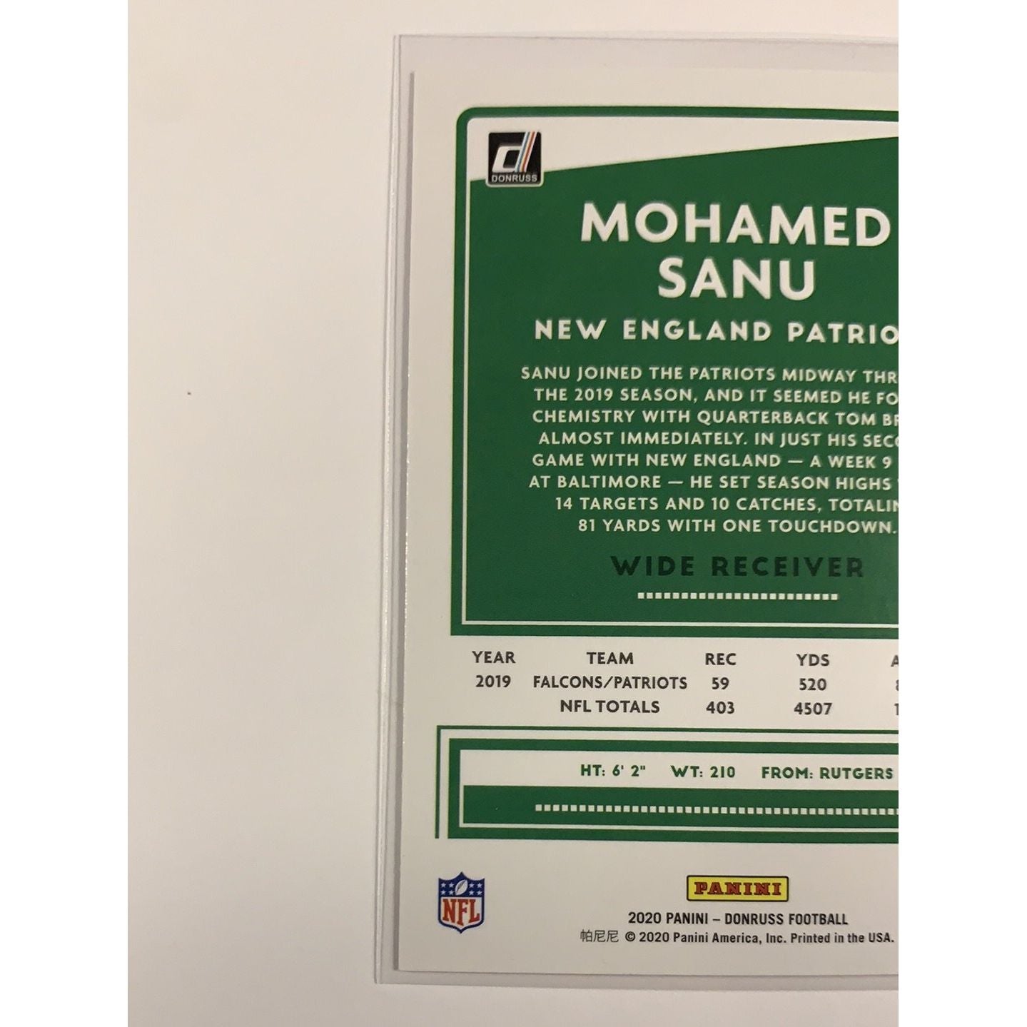 2020 Donruss Mohamed Sanu Red Press Proof | Local Legends Cards & Collectibles