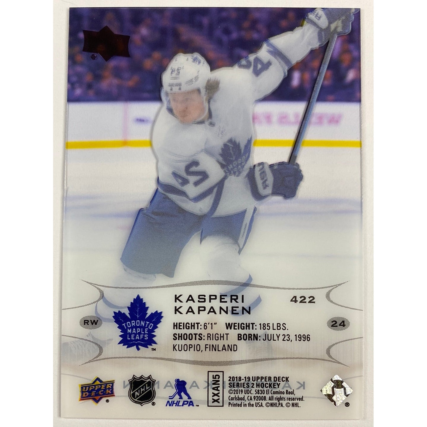 2018-19 Upper Deck Series 2 Kasperi Kapanen Clear Cut | Local Legends Cards & Collectibles