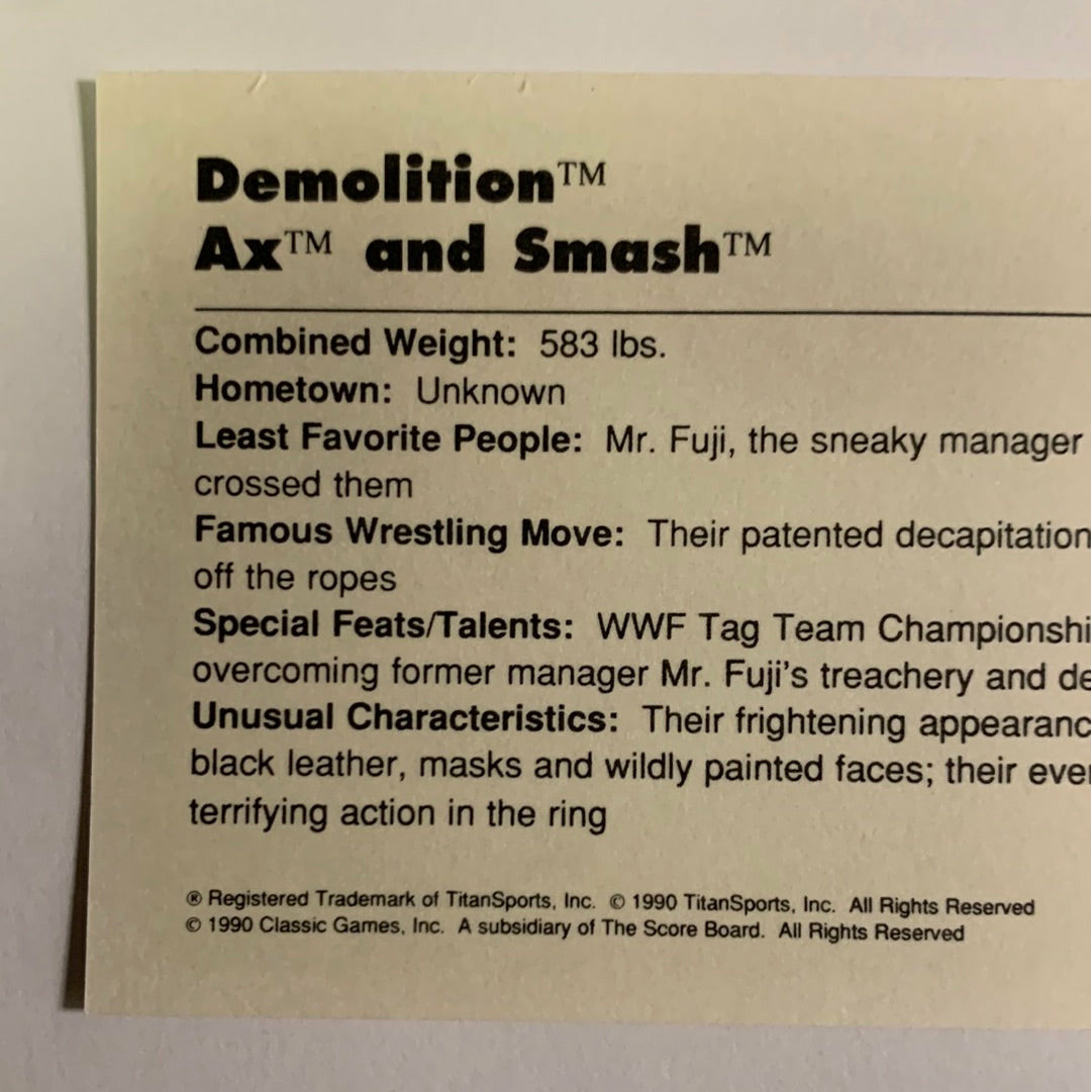 1990 Titan Sports Demolition “Ax and Smash” | Local Legends Cards & Collectibles