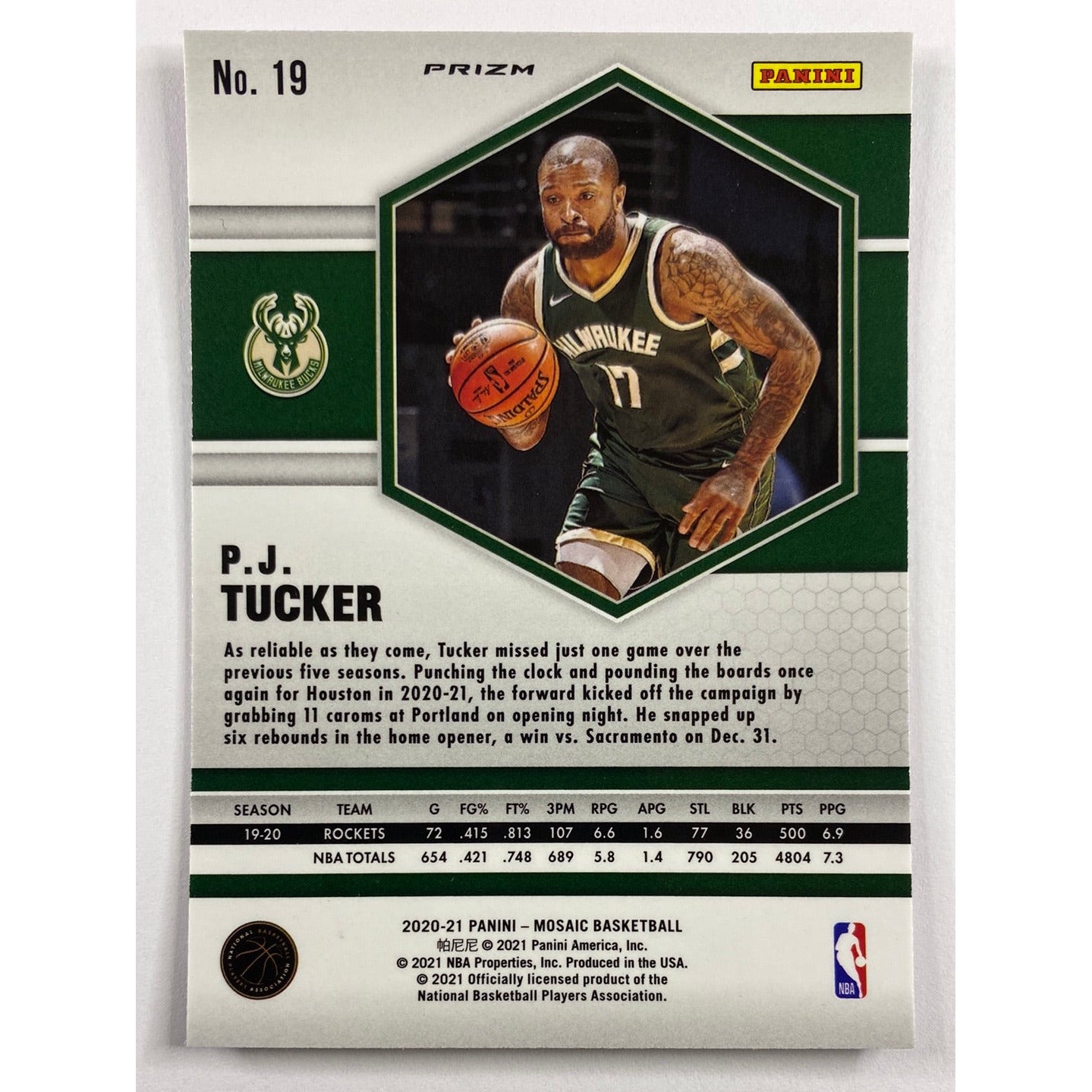 2020-21 Mosaic P.J. Tucker Pink Mosaic Prizm | Local Legends Cards & Collectibles