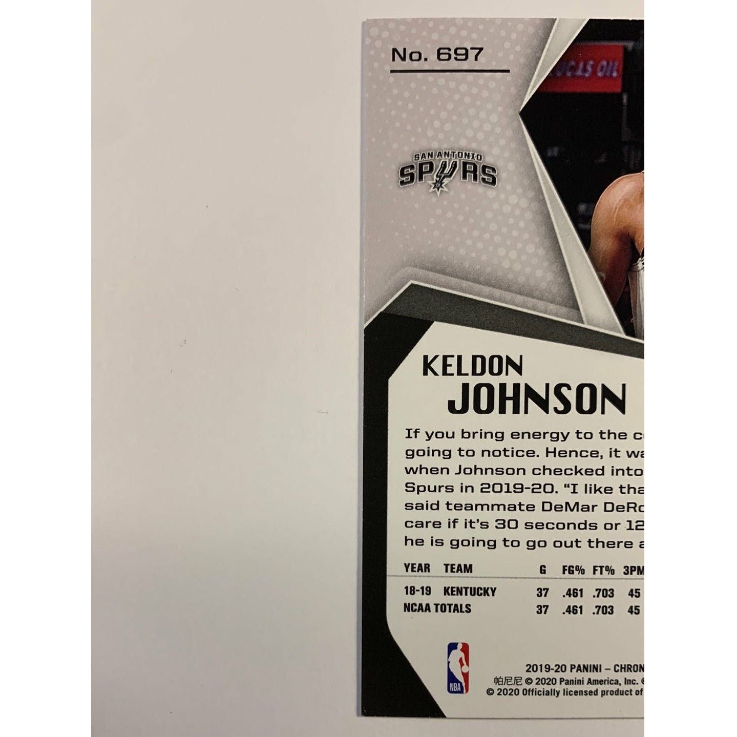 2019-20 Chronicles Rookies And Stars Keldon Johnson RC | Local Legends Cards & Collectibles