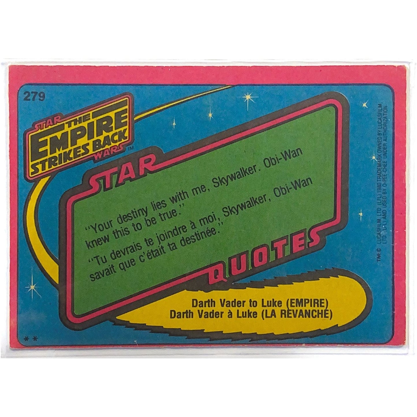 1980 O-Pee-Chee Star Wars The Empire Strikes Back Lando Calrissian #279 Local Legends Cards & Collectibles