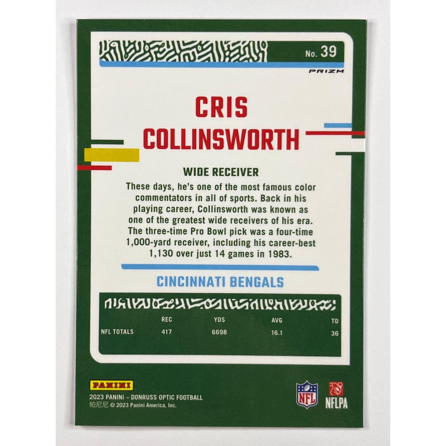 2023 Donruss Optic Chris Collinsworth Silver Holo