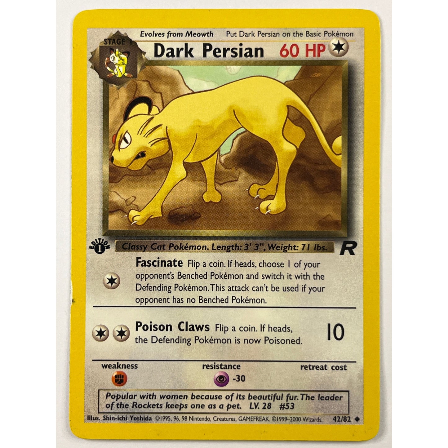 1st Edition Dark Persian Non Holo Uncommon 42/82