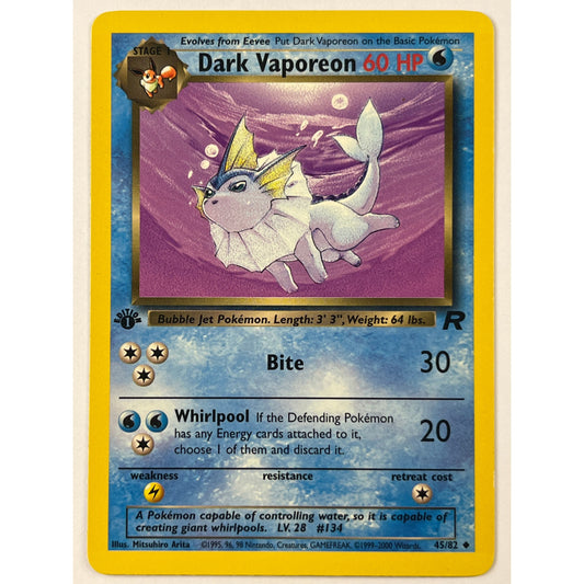 1st Edition Dark Vaporeon Non Holo Uncommon 45/82