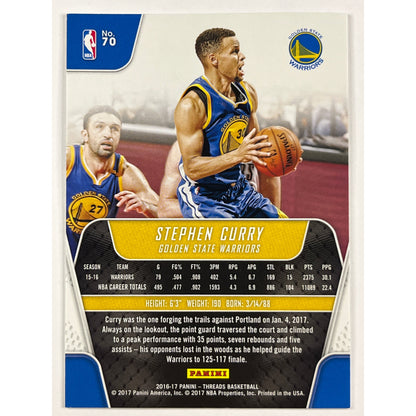 2016-17 Panini Threads Stephen Curry Gold Speckle /25