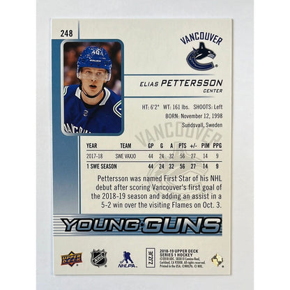 2018-19 Series 1 Elias Pettersson Young Guns Jumbo