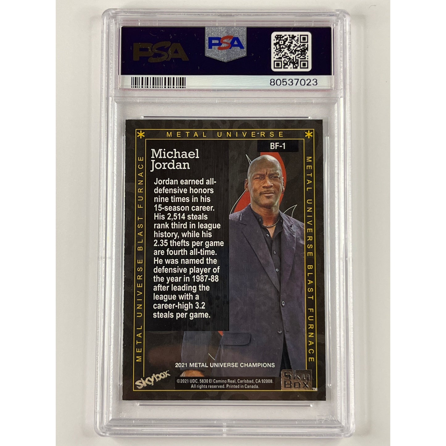 2021 Skybox Metal Universe Champions Michael Jordan Blast Furnace PSA 9 MINT