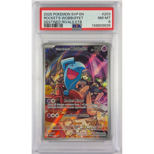 Team Rocket’s Wobbuffet Holo Black Star Promo 203 PSA 8 NEAR MINT - MINT