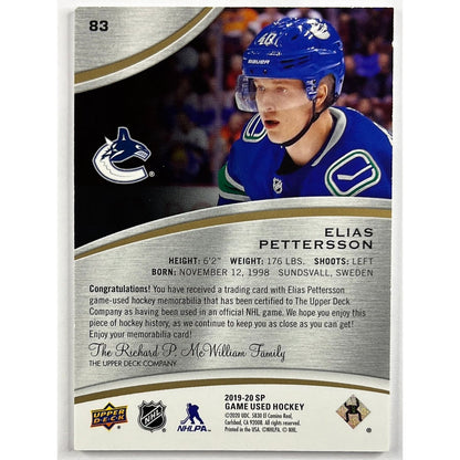 2019-20 SP Game Used Elias Pettersson Game Used Memorabilia