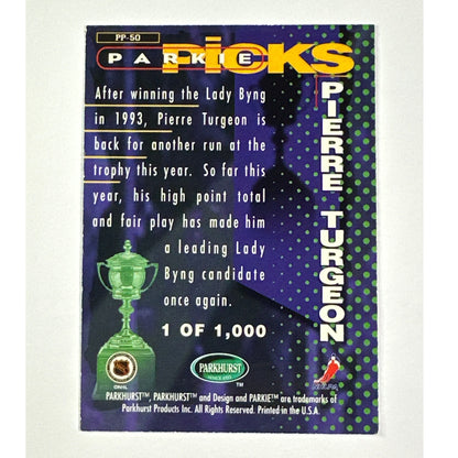 1994-95 Parkhurst Pierre Turgeon Parkie Picks Lady Bing /1000 | Local Legends Cards & Collectibles
