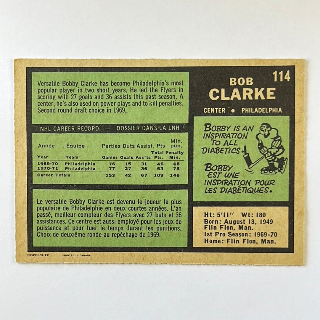 1971-72 O-Pee-Chee Bobby Clarke 2nd Year #114