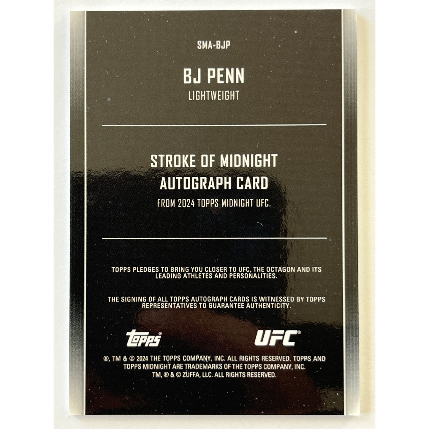 2024 Topps Midnight BJ Penn Stroke Of Midnight Autograph