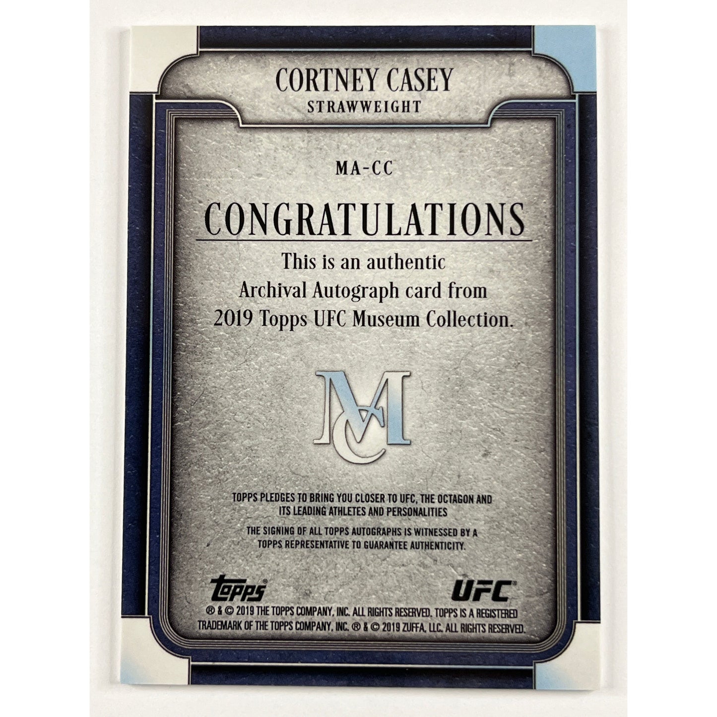 2019 Topps Museum Collection Cortney Casey Archival Autograph /8