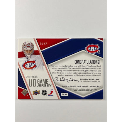 2011-13 Series 1 Carey Price UD Game Jersey