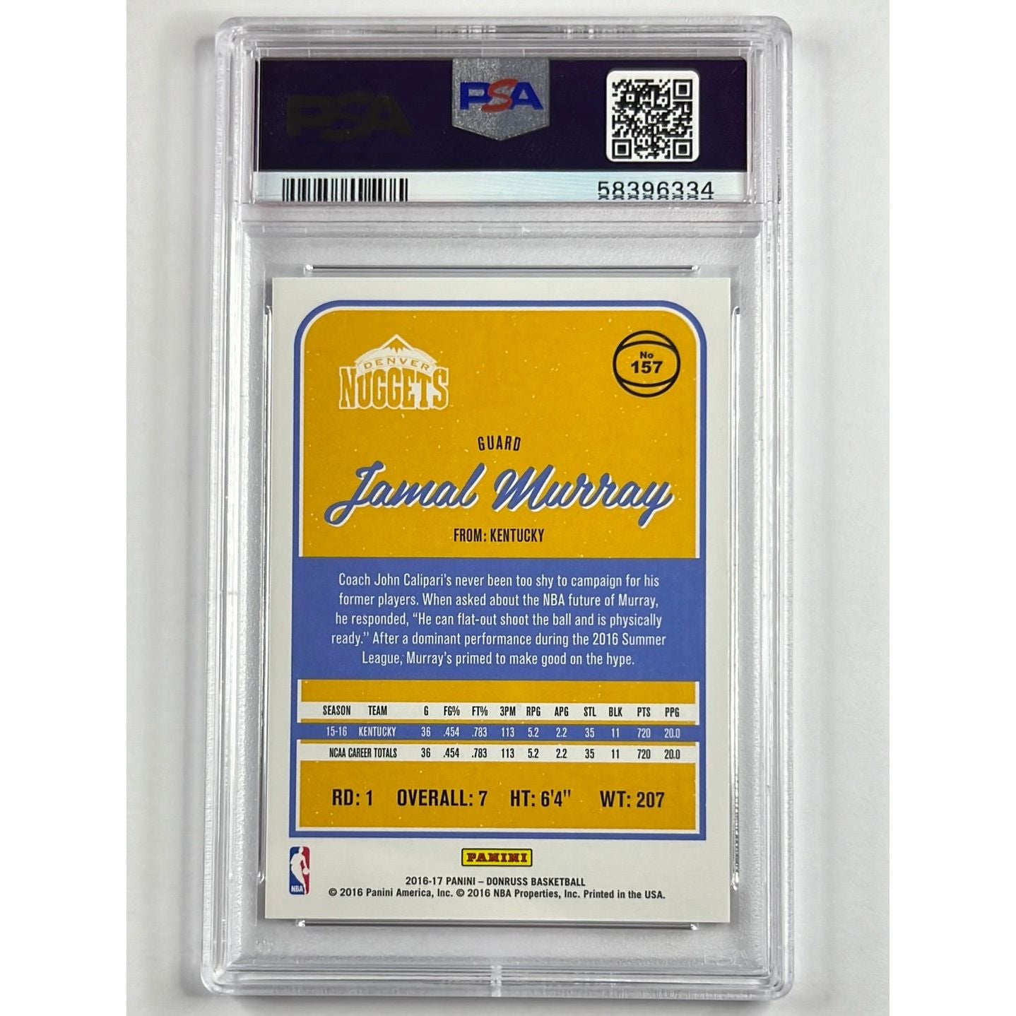 2016-17 Donruss Winter Jamal Murray RC PSA 9 MINT