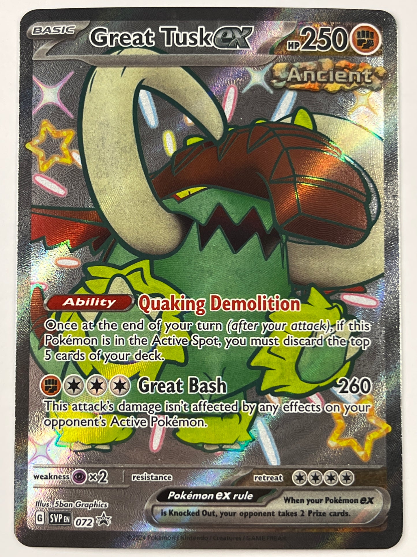 Great Tusk EX Holo Shiny Black Star Promo 072