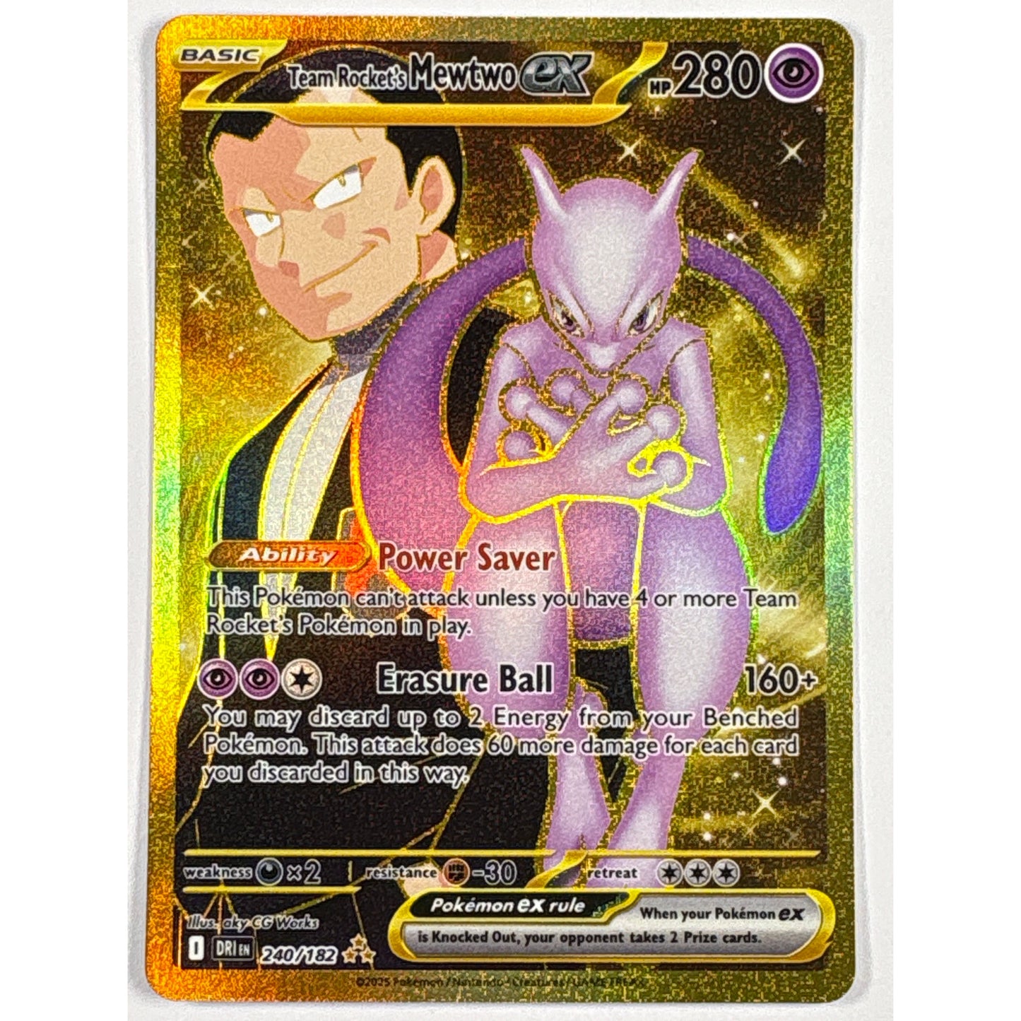 Team Rocket’s Mewtwo ex Holo Hyper Rare 240/182