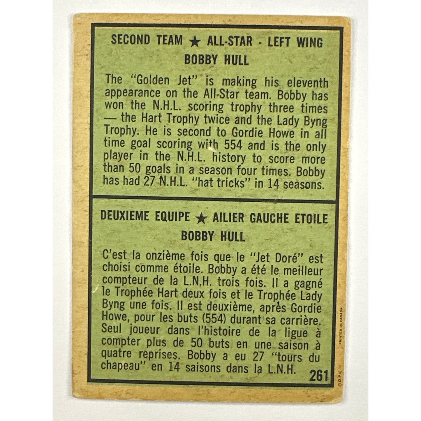 1971-72 Topps Bobby Hull 2nd All Star Team | Local Legends Cards & Collectibles