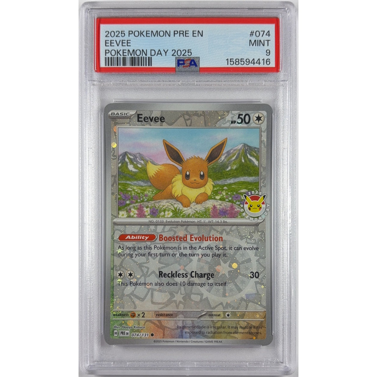 Eevee Holo Pokémon Card Day 2025 074/131 PSA 9 MINT