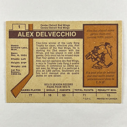 1973-74 O-Pee-Chee Alex Delvecchio #1