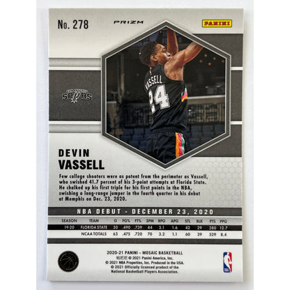 2020-21 Mosaic Devin Vassell NBA Debut Orange Camo Mosaic Prizm RC