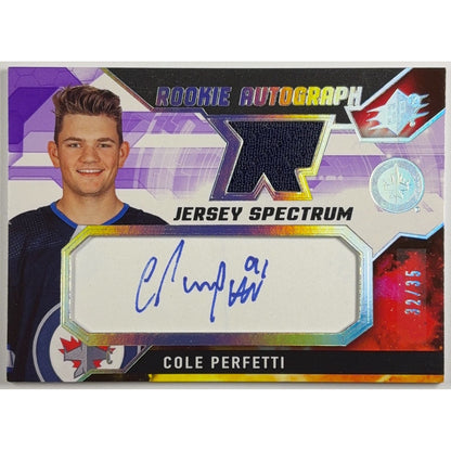 2021-22 SPX Cole Perfetti Jersey Spectrum Rookie Auto Patch /35