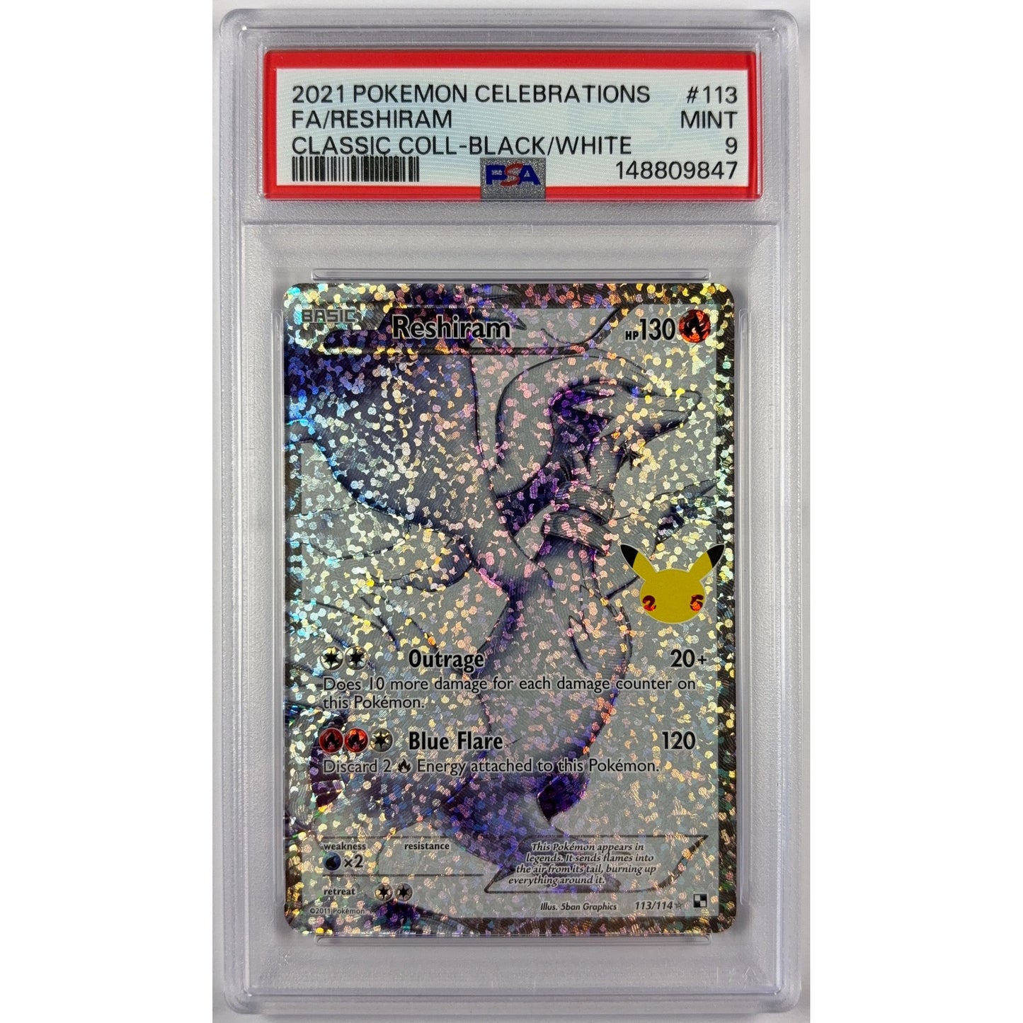Reshiram Celebrations Holo 113/114 PSA 9 MINT